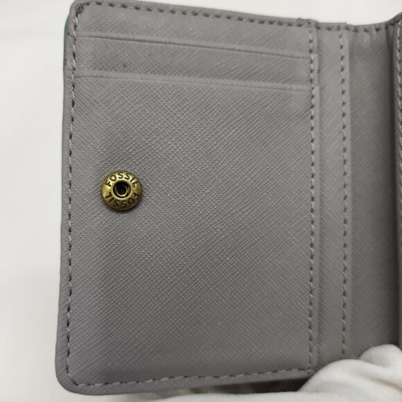 Fossil Blue Leather Credit Card ID Window Bifold Square Wallet - Picture 14 of 16